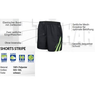 Stripe Shorts schwarz/neon gr&uuml;n 5XS-5XL