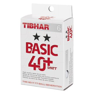 TT-Bälle TIBHAR BASIC ** 40+ SYNTT, 6er weiß